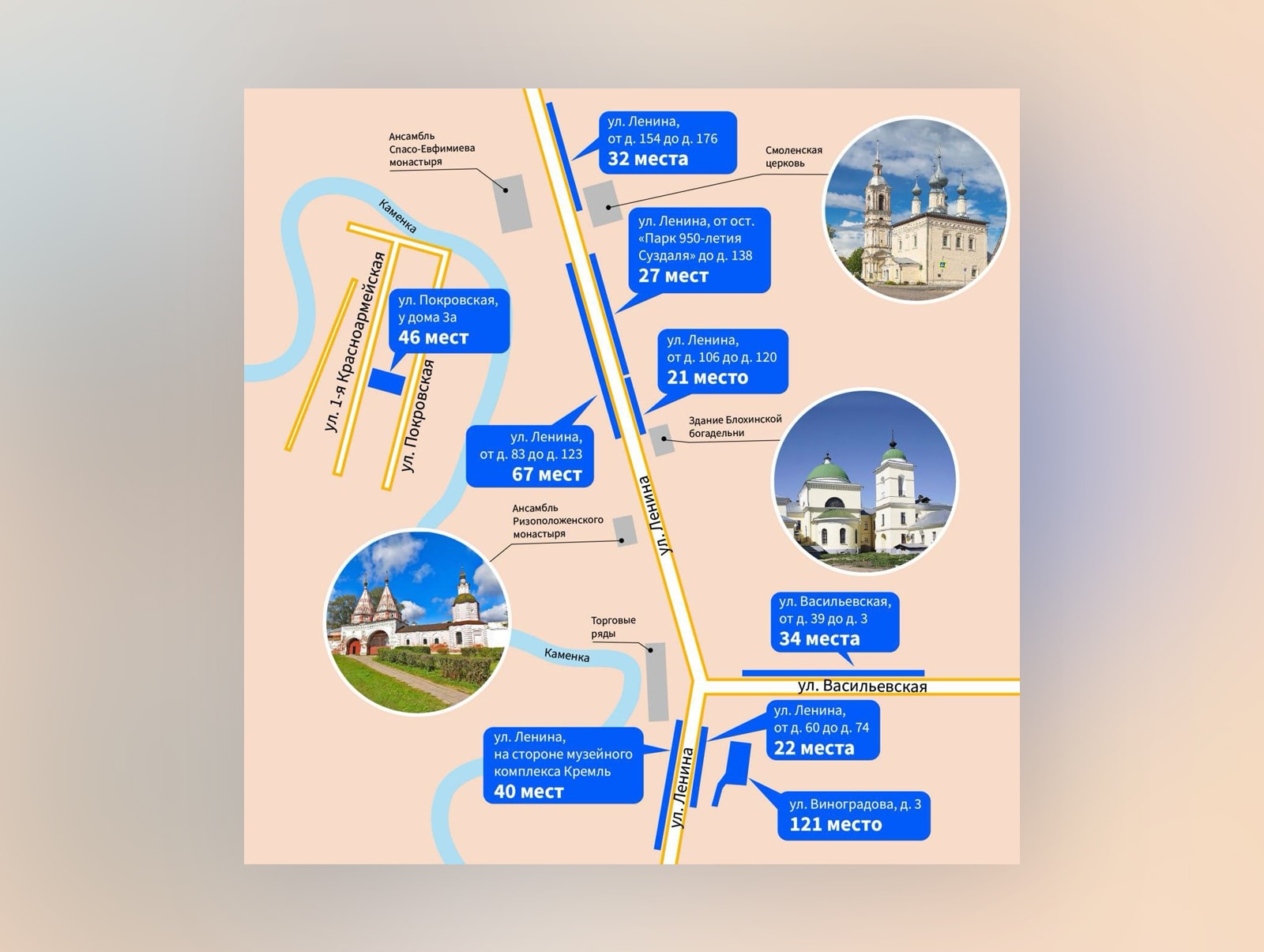 Места парковок в Суздале